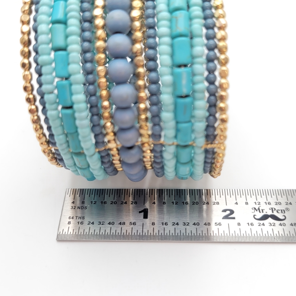 Adornia | NWT Faux Turquoise Mixed Media Beaded Cuff Bracelet - Picture 10 of 10